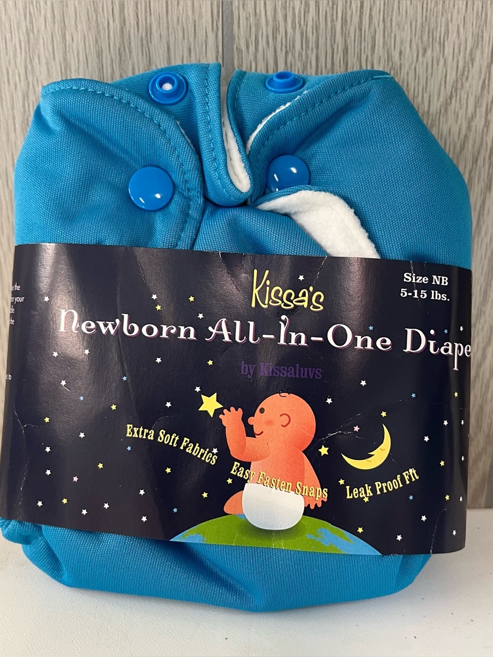Kissas Blue Newborn Baby Cloth Diaper Kissaluvs Microfiber All-in-One New